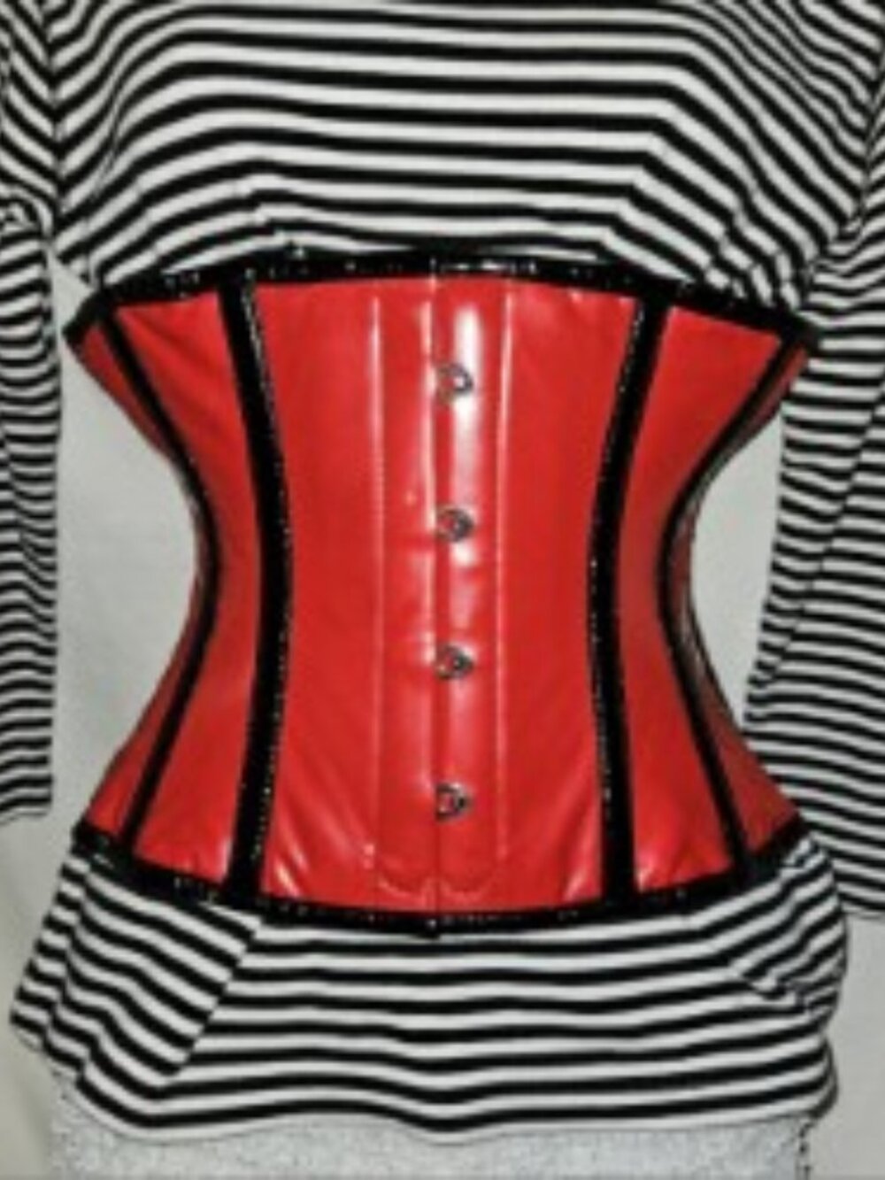 NWT XS/22" RED/BLACK PVC TIGHT LACING WAIST TRAINING CORSET EDC GOTH RETRO